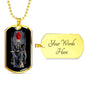 Santa Muerte Blood Moon Dog Tag Stainless Steel or 18k Gold 24" Chain - Express Your Love Gifts