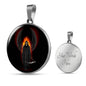 Santa Muerte Grim Reaper Necklace Circle Pendant Stainless Steel or 18k Gold 18-22" - Express Your Love Gifts