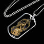 Santa Muerte Necklace St Death Gold Robe Dog Tag Stainless Steel or 18k Gold 24" Chain - Express Your Love Gifts