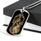 Santa Muerte Necklace St Death Gold Robe Dog Tag Stainless Steel or 18k Gold 24" Chain - Express Your Love Gifts
