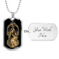 Santa Muerte Necklace St Death Gold Robe Dog Tag Stainless Steel or 18k Gold 24" Chain - Express Your Love Gifts