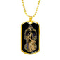 Santa Muerte Necklace St Death Gold Robe Dog Tag Stainless Steel or 18k Gold 24" Chain - Express Your Love Gifts