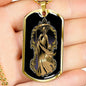 Santa Muerte Necklace St Death Gold Robe Dog Tag Stainless Steel or 18k Gold 24" Chain - Express Your Love Gifts