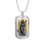 Santa Muerte Saint Of Holy Death Necklace Dog Tag Stainless Steel or 18k Gold 24" Chain - Express Your Love Gifts