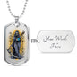 Santa Muerte Saint Of Holy Death Necklace Dog Tag Stainless Steel or 18k Gold 24" Chain - Express Your Love Gifts