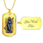 Santa Muerte Saint Of Holy Death Necklace Dog Tag Stainless Steel or 18k Gold 24" Chain - Express Your Love Gifts