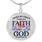 Saved By Grace Circle Necklace Stainless Steel or 18k Gold 18-22" - Express Your Love Gifts
