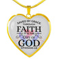 Saved by Grace Ephesians 2:8 Necklace Stainless Steel or 18k Gold Heart Pendant 18-22" - Express Your Love Gifts