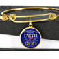 Saved By Grace Ephesians 2:8 Stainless Steel or 18k Gold Circle Bangle Bracelet - Express Your Love Gifts