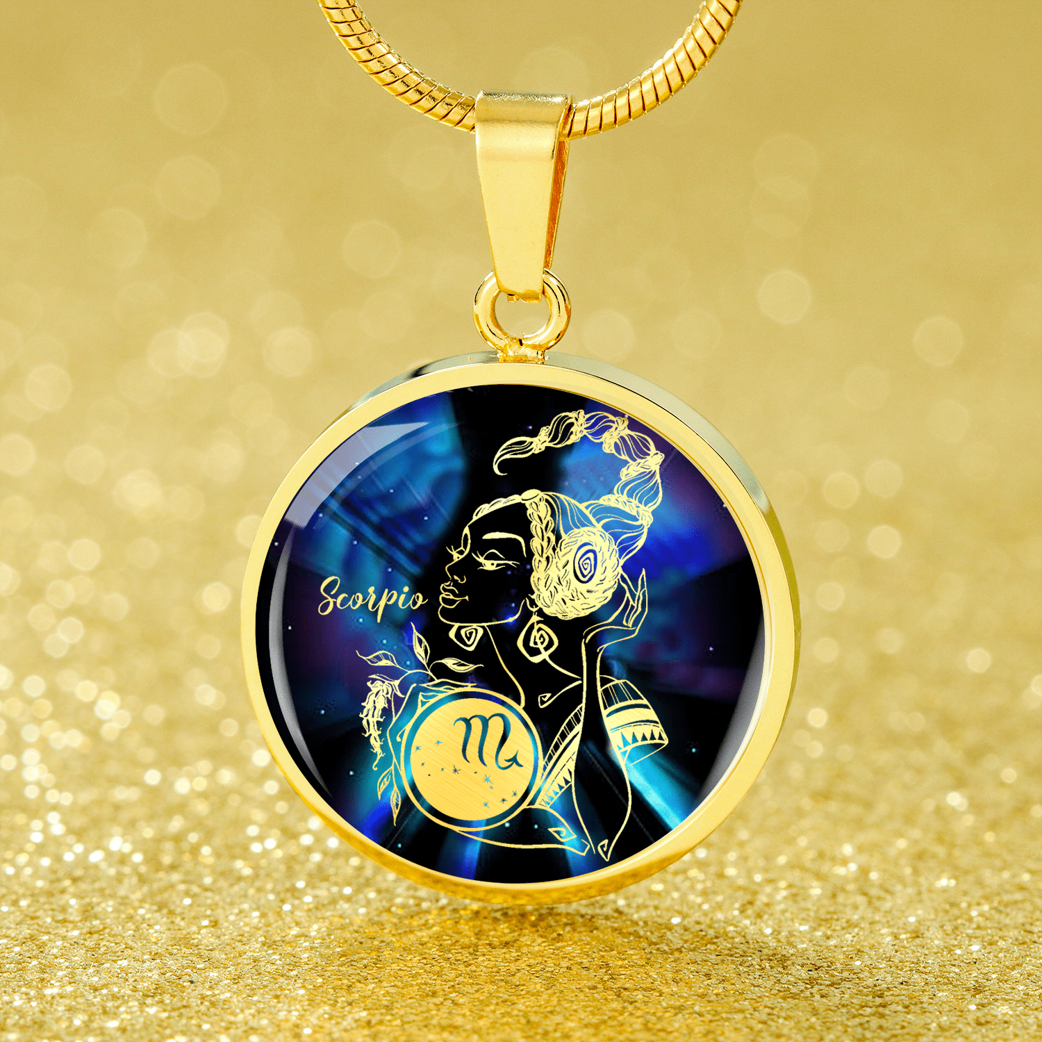 Scorpio Constellation Horoscope Zodiac Circle Necklace Stainless Steel or 18k Gold 18-22" - Express Your Love Gifts