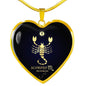 Scorpio Zodiac Sign Necklace 18k Gold Heart Stainless Steel 18-22"-Express Your Love Gifts