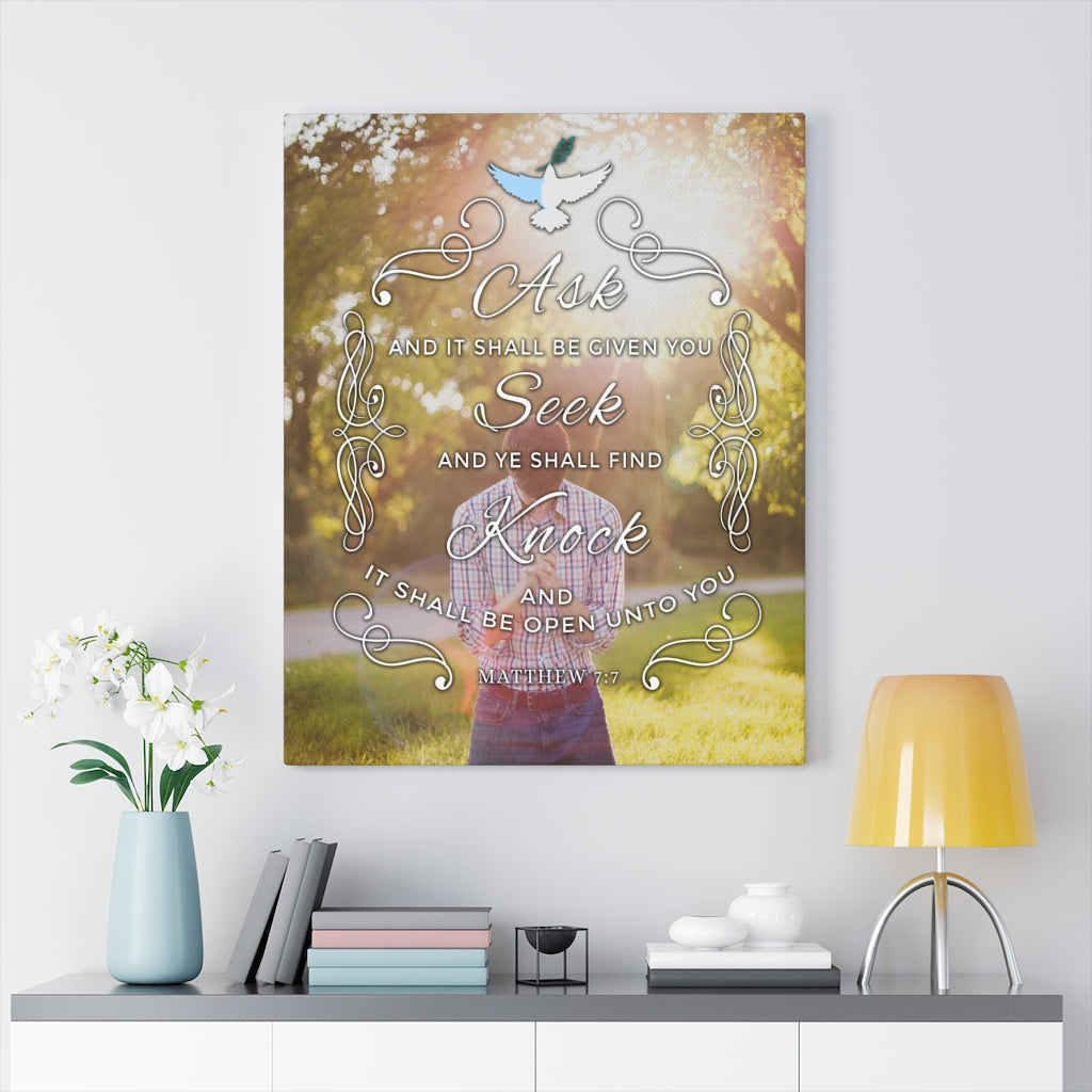 Scripture Walls Ask Seek Knock Matthew 7:7 Christian Wall Art Bible Verse Print Ready to Hang - Express Your Love Gifts
