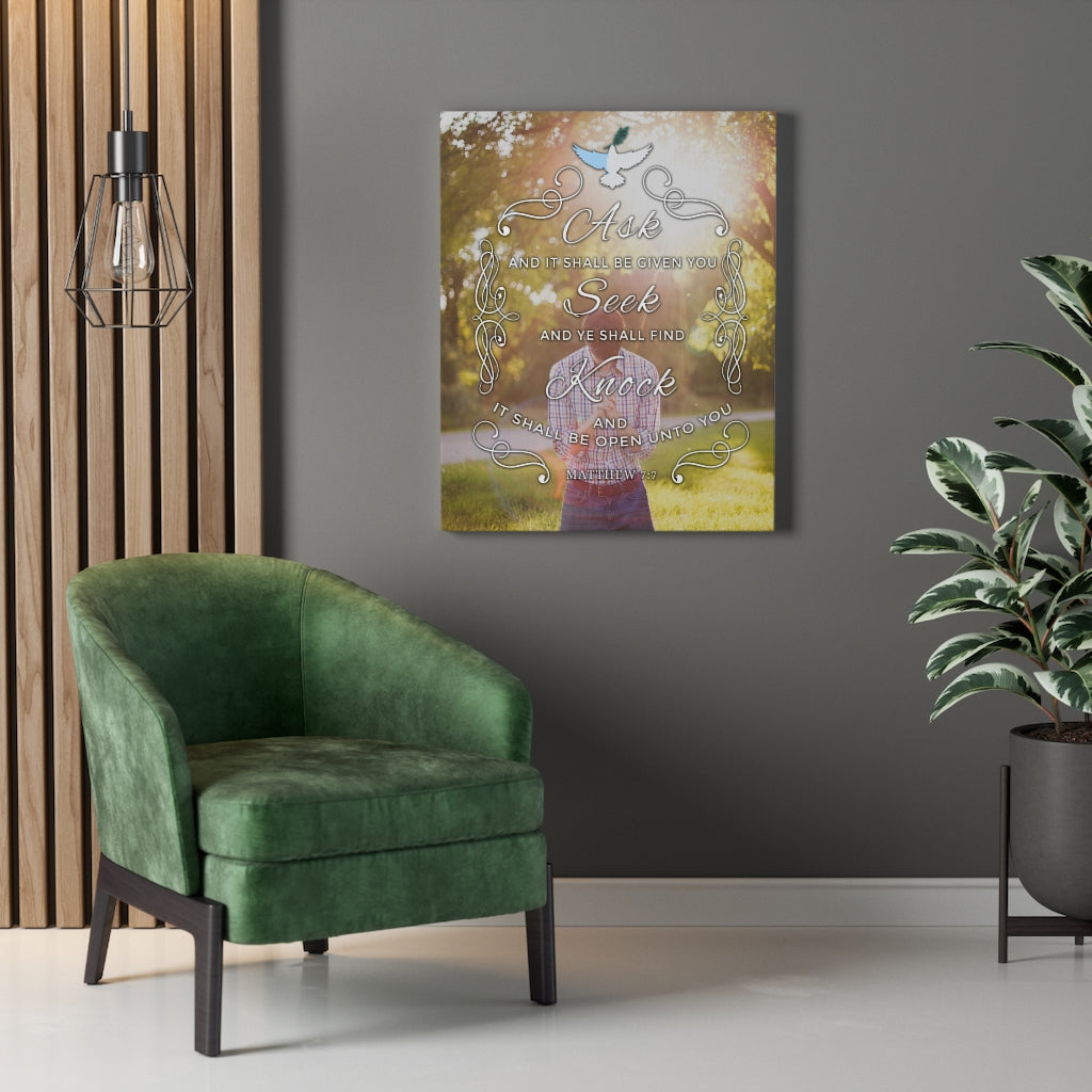 Scripture Walls Ask Seek Knock Matthew 7:7 Christian Wall Art Bible Verse Print Ready to Hang - Express Your Love Gifts