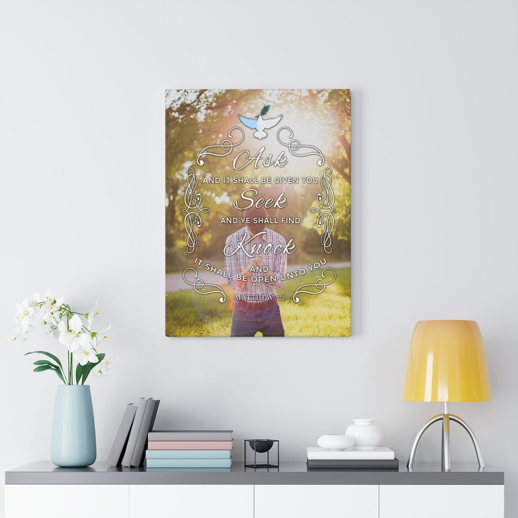 Scripture Walls Ask Seek Knock Matthew 7:7 Christian Wall Art Bible Verse Print Ready to Hang - Express Your Love Gifts