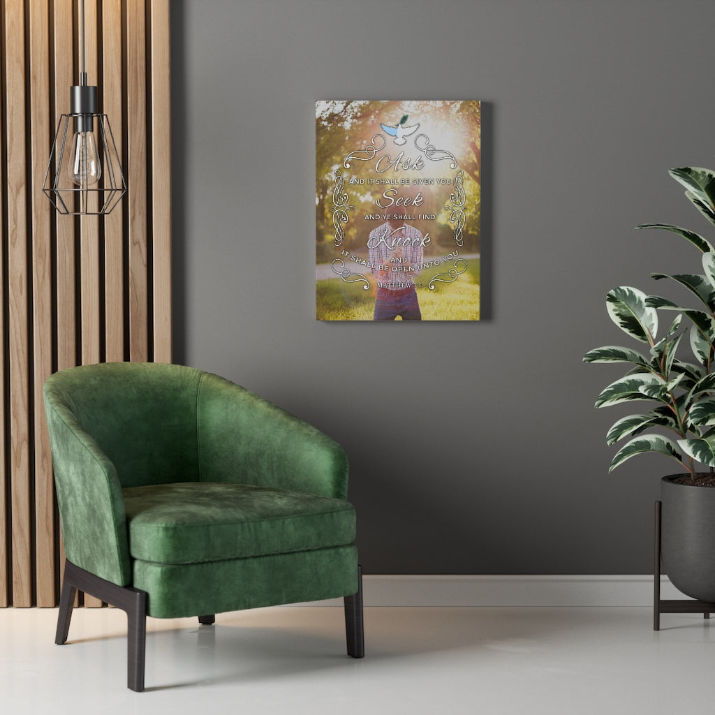 Scripture Walls Ask Seek Knock Matthew 7:7 Christian Wall Art Bible Verse Print Ready to Hang - Express Your Love Gifts