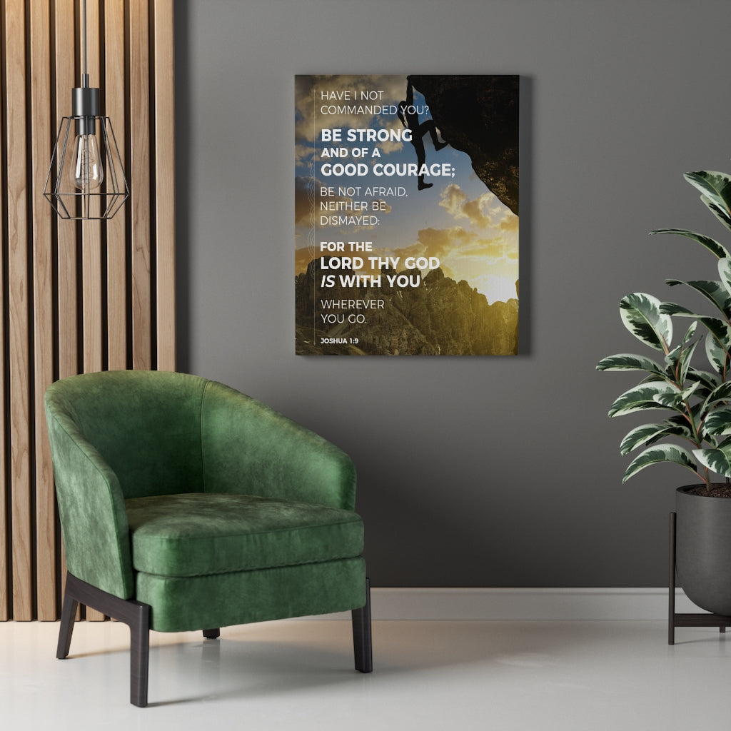 Scripture Walls Be Strong Joshua 1:9 Mountain Christian Wall Art Bible Verse Print Ready to Hang - Express Your Love Gifts
