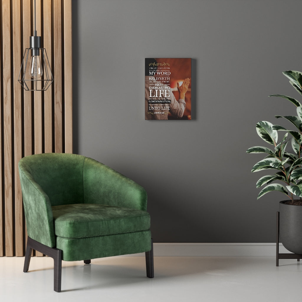 Scripture Walls Believeth On Him John 5:24 Christian Wall Art Bible Verse Print Ready to Hang - Express Your Love Gifts