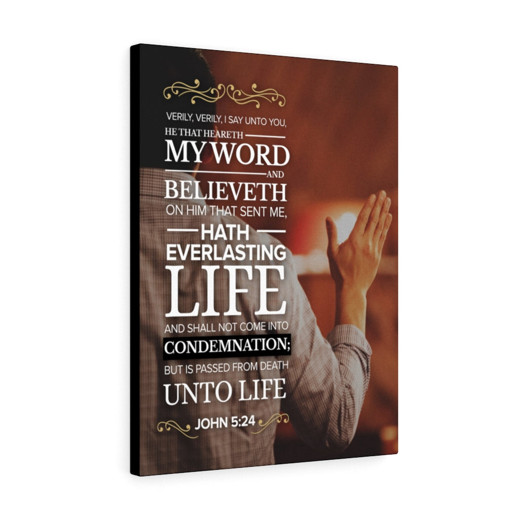 Scripture Walls Believeth On Him John 5:24 Christian Wall Art Bible Verse Print Ready to Hang - Express Your Love Gifts