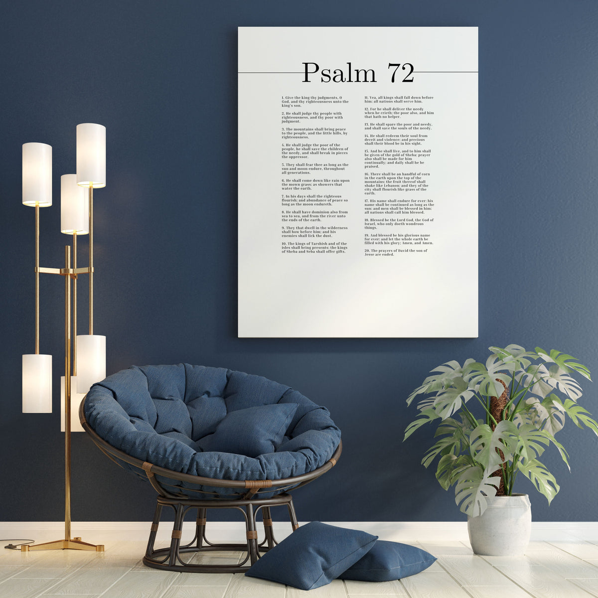 Scripture Canvas Blessed Be The Lord God Psalm 72 Christian Wall Art Bible Verse Print Ready to Hang-Express Your Love Gifts