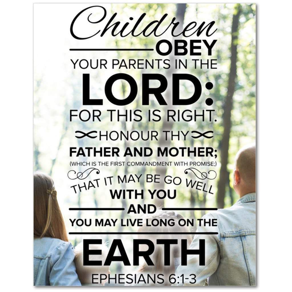 Scripture Walls Obey Your Parents Ephesians 6:13 Christian Wall Art Bible Verse Print Ready to Hang - Express Your Love Gifts