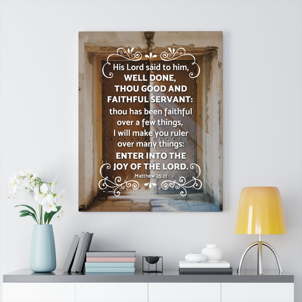Scripture Walls Enter Into The Joy of The Lord Matthew 25:21 Christian Wall Art Bible Verse Print Ready to Hang - Express Your Love Gifts