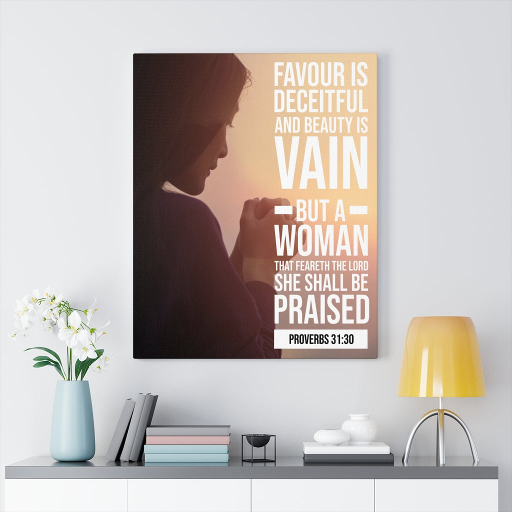 Scripture Walls Favour is Deceitful Proverbs 31:30 Christian Wall Art Bible Verse Print Ready to Hang - Express Your Love Gifts