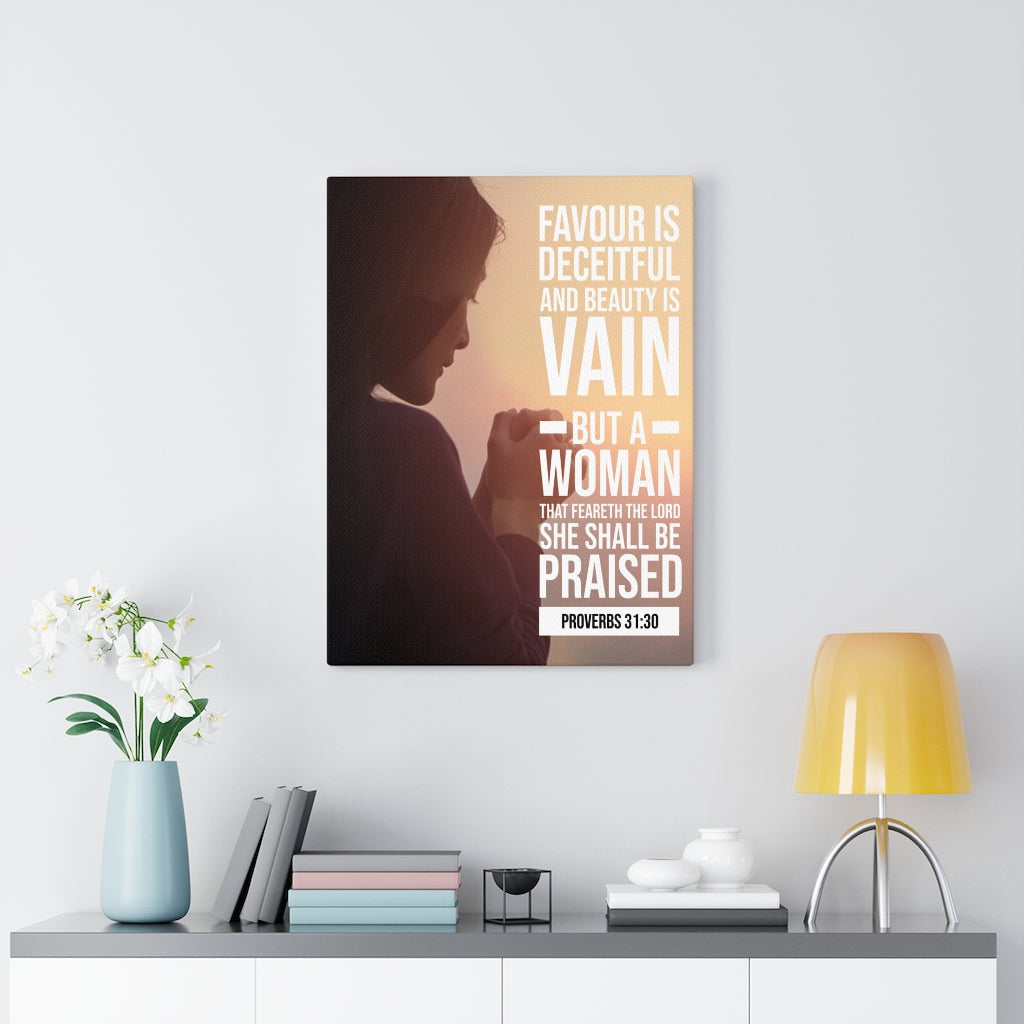 Scripture Walls Favour is Deceitful Proverbs 31:30 Christian Wall Art Bible Verse Print Ready to Hang - Express Your Love Gifts