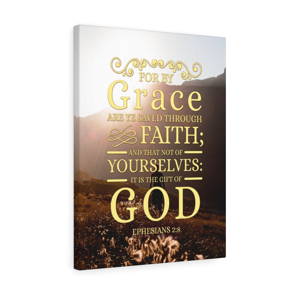 Scripture Walls For by Grace Ephesians 2:8 Christian Wall Art Bible Verse Print Ready to Hang - Express Your Love Gifts