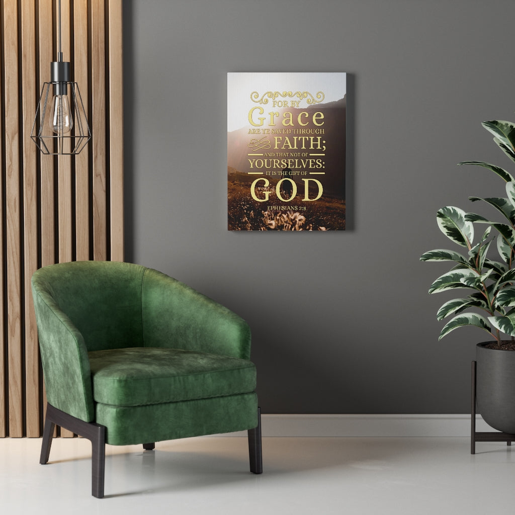Scripture Walls For by Grace Ephesians 2:8 Christian Wall Art Bible Verse Print Ready to Hang - Express Your Love Gifts