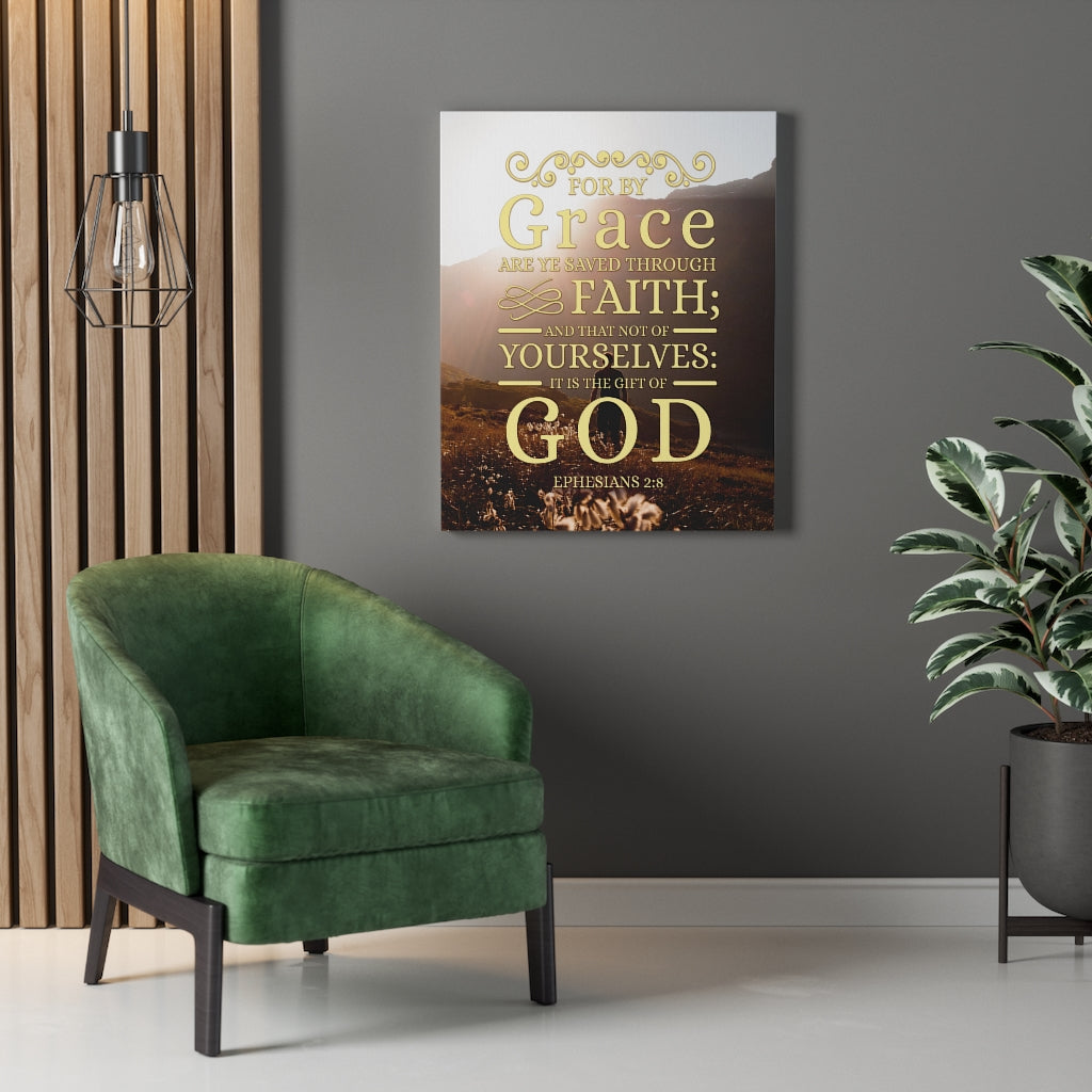 Scripture Walls For by Grace Ephesians 2:8 Christian Wall Art Bible Verse Print Ready to Hang - Express Your Love Gifts