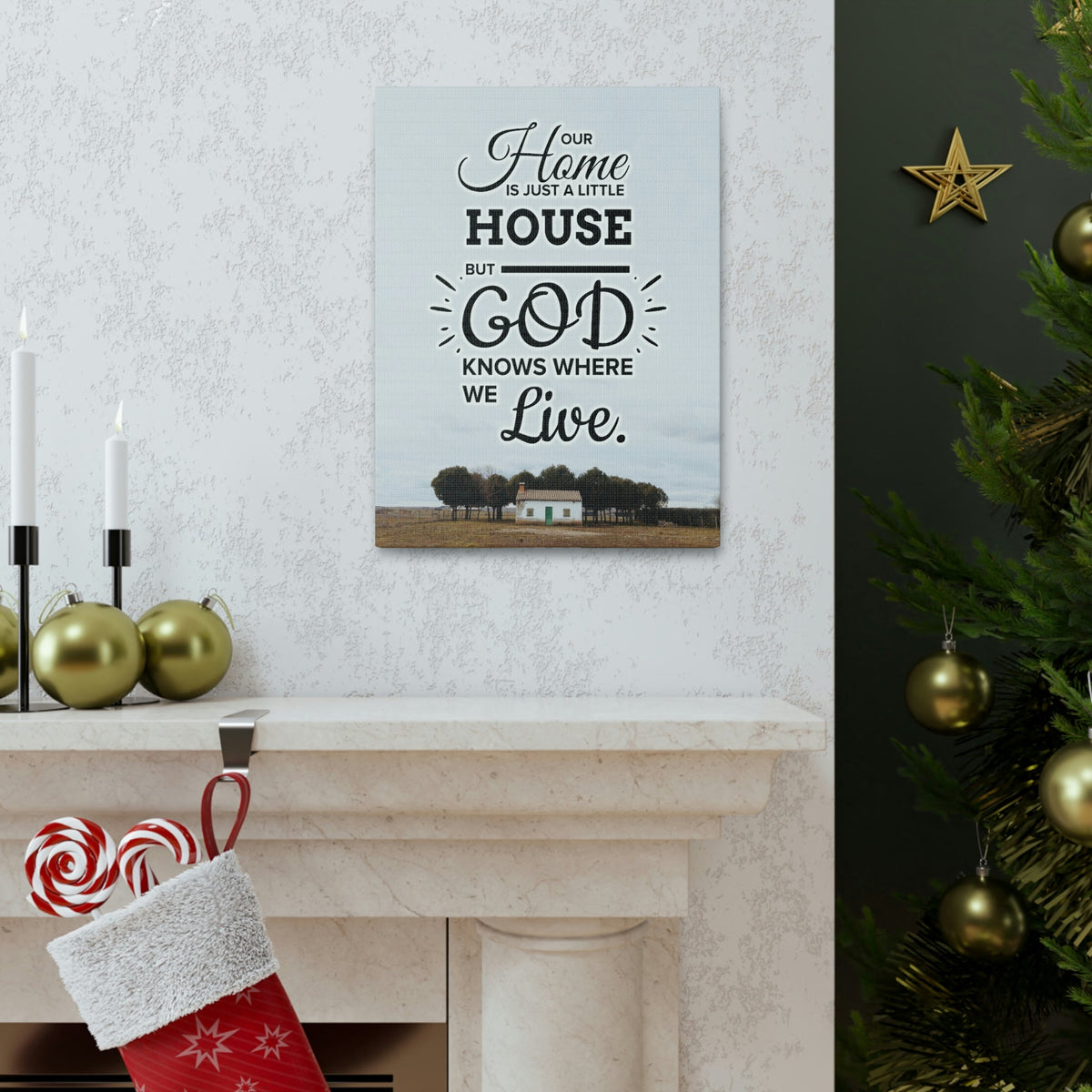Scripture Walls God Knows Where We Live 2 Corinthians 5:1 Bible Verse Canvas Christian Wall Art Ready to Hang Unframed-Express Your Love Gifts