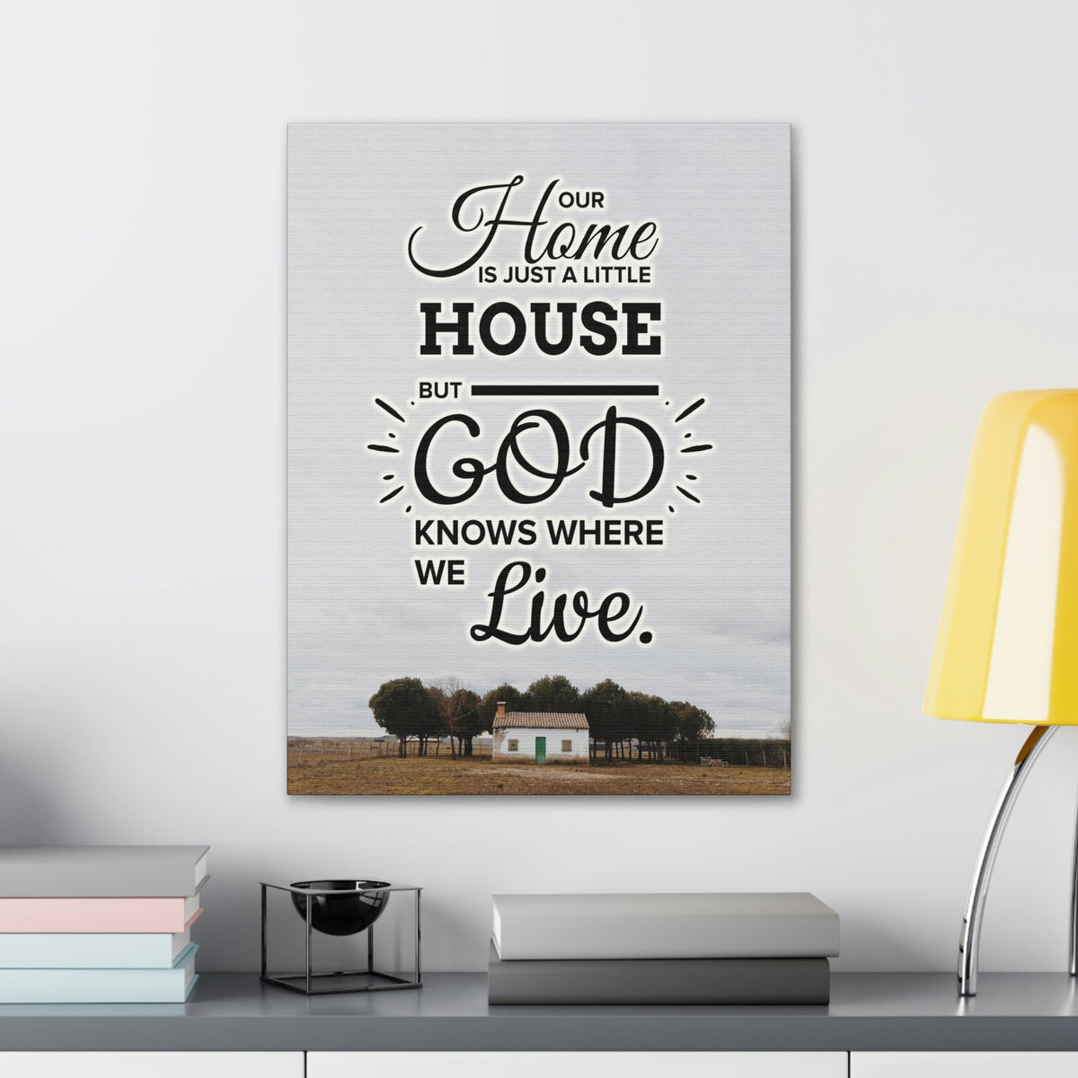 Scripture Walls God Knows Where We Live 2 Corinthians 5:1 Bible Verse Canvas Christian Wall Art Ready to Hang Unframed-Express Your Love Gifts