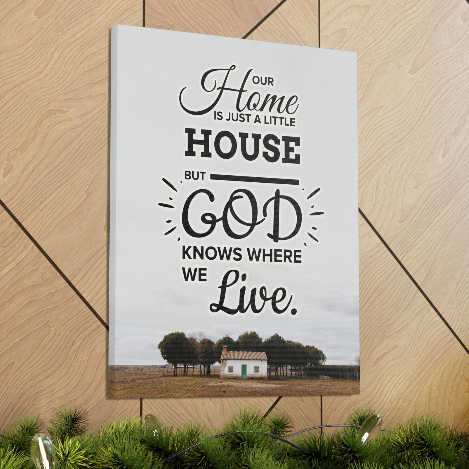 Scripture Walls God Knows Where We Live 2 Corinthians 5:1 Bible Verse Canvas Christian Wall Art Ready to Hang Unframed-Express Your Love Gifts