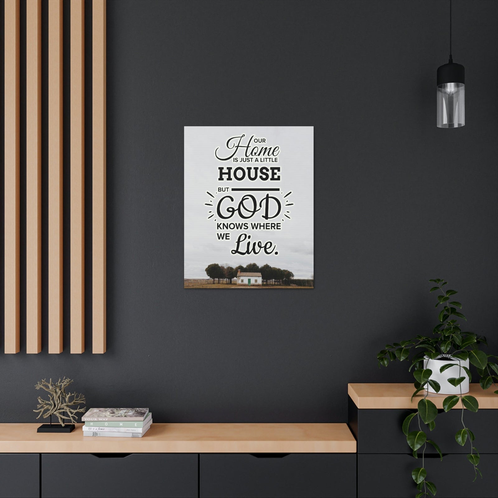 Scripture Walls God Knows Where We Live 2 Corinthians 5:1 Bible Verse Canvas Christian Wall Art Ready to Hang Unframed-Express Your Love Gifts