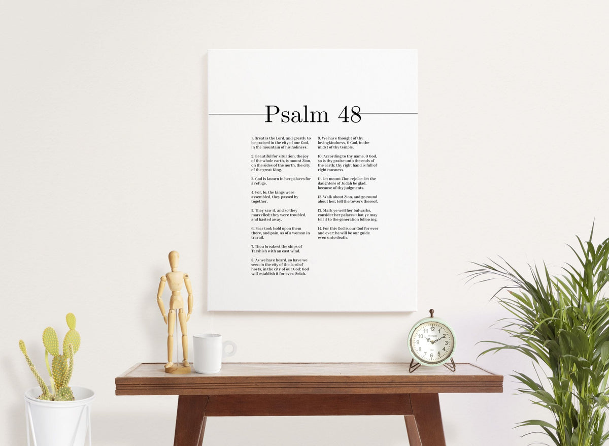 Scripture Canvas Great Is The Lord Psalm 48 Christian Wall Art Bible Verse Print Ready to Hang-Express Your Love Gifts