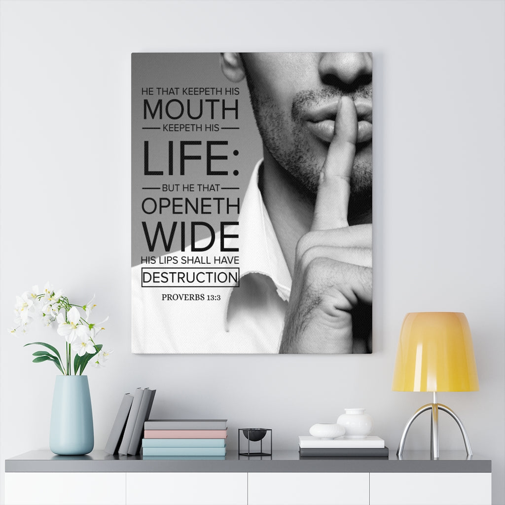 Scripture Walls He That Keepeth His Mouth Proverbs 13:3 Christian Wall Art Bible Verse Print Ready to Hang - Express Your Love Gifts