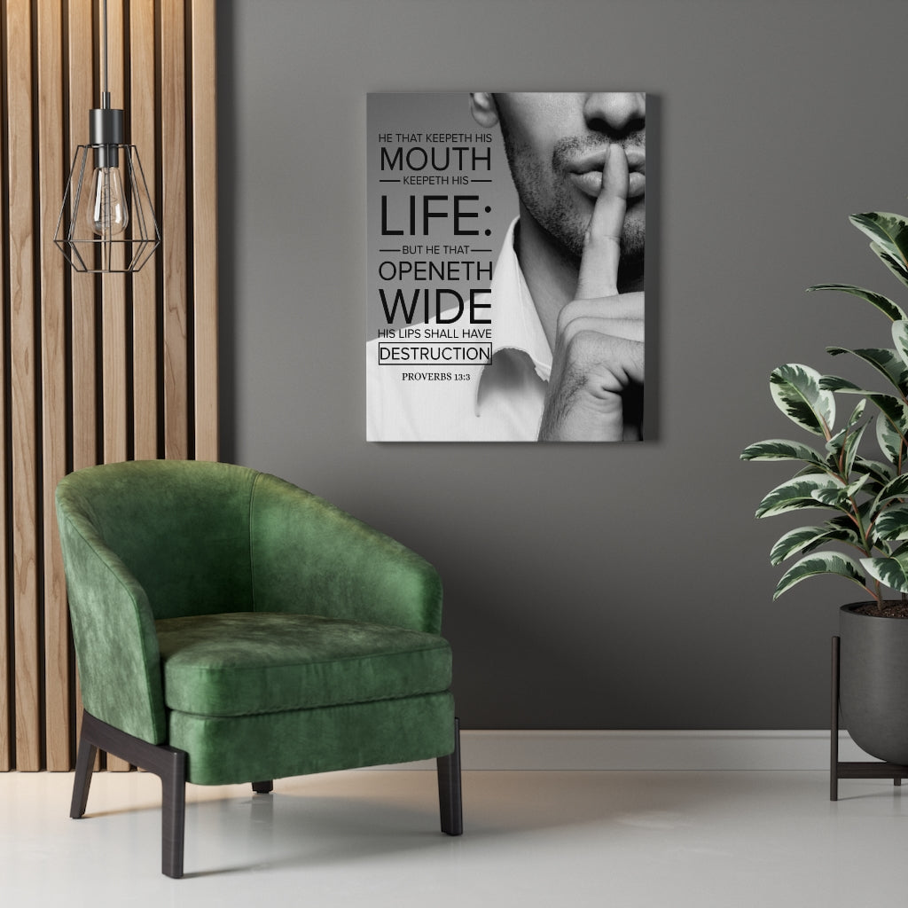 Scripture Walls He That Keepeth His Mouth Proverbs 13:3 Christian Wall Art Bible Verse Print Ready to Hang - Express Your Love Gifts