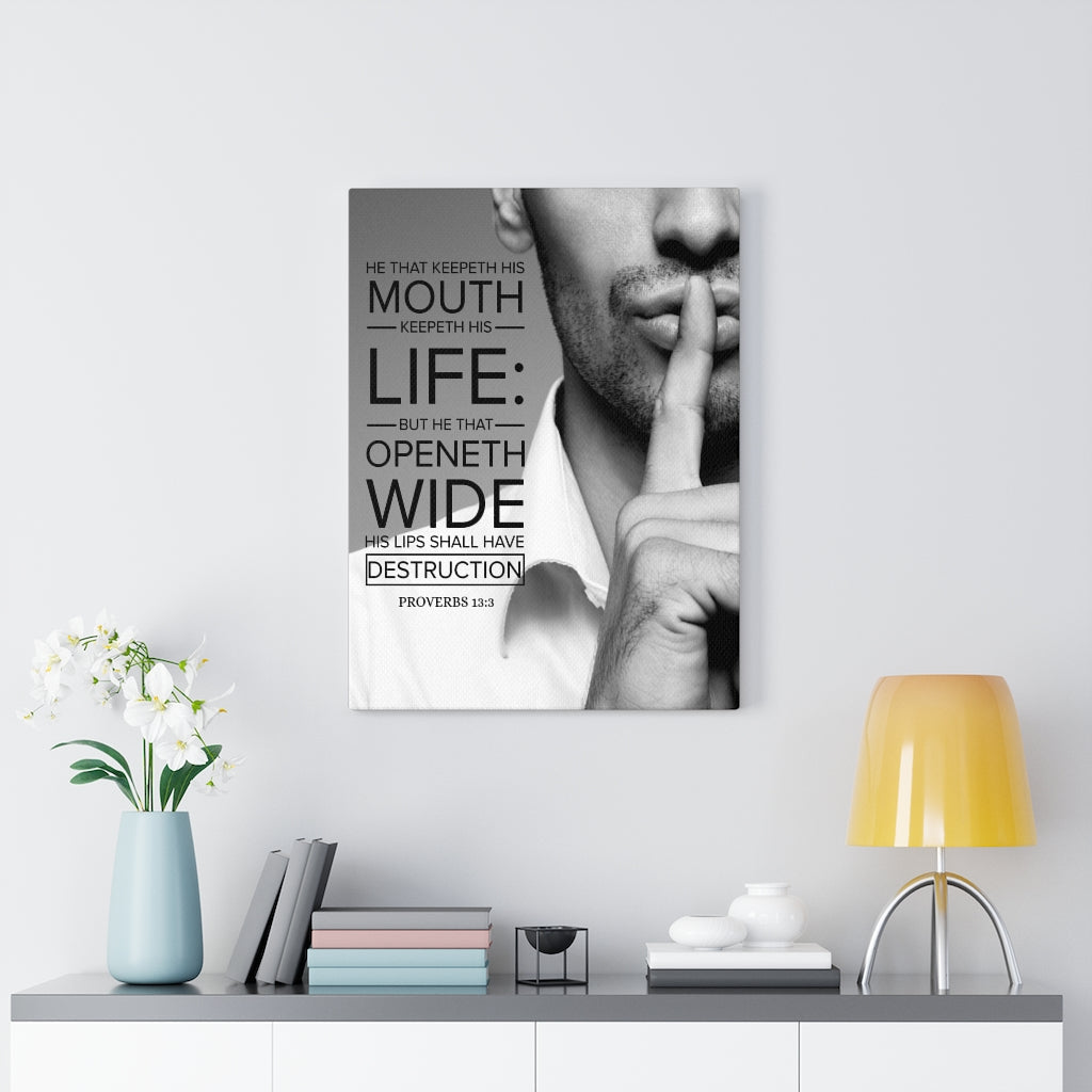 Scripture Walls He That Keepeth His Mouth Proverbs 13:3 Christian Wall Art Bible Verse Print Ready to Hang - Express Your Love Gifts