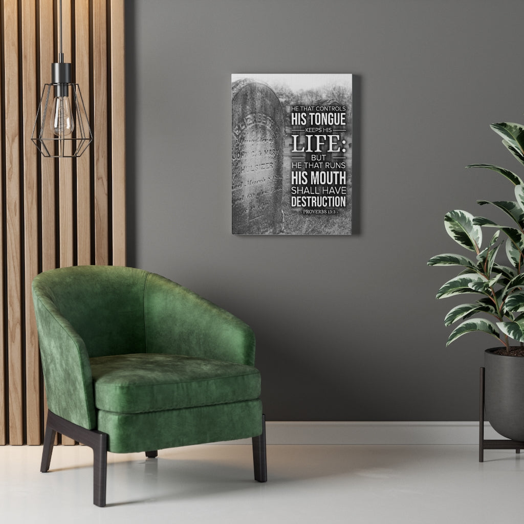 Scripture Walls His Tongue Keeps His Life Proverbs 13:3 Christian Wall Art Bible Verse Print Ready to Hang - Express Your Love Gifts