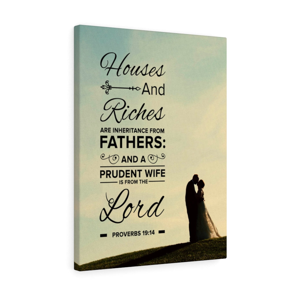 Scripture Walls House and Riches Proverbs 19:14 Christian Wall Art Bible Verse Print Ready to Hang - Express Your Love Gifts