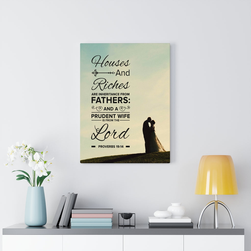 Scripture Walls House and Riches Proverbs 19:14 Christian Wall Art Bible Verse Print Ready to Hang - Express Your Love Gifts