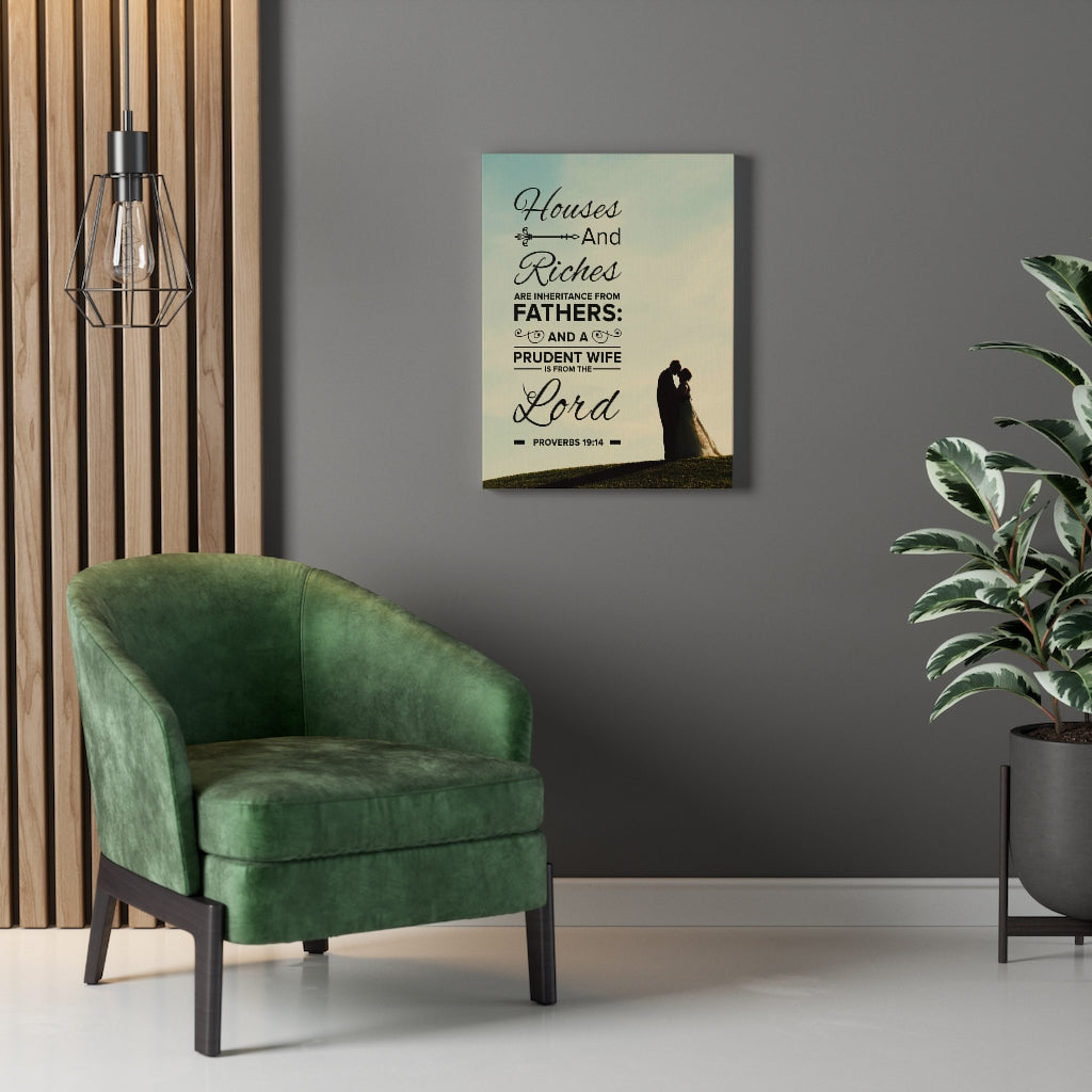 Scripture Walls House and Riches Proverbs 19:14 Christian Wall Art Bible Verse Print Ready to Hang - Express Your Love Gifts