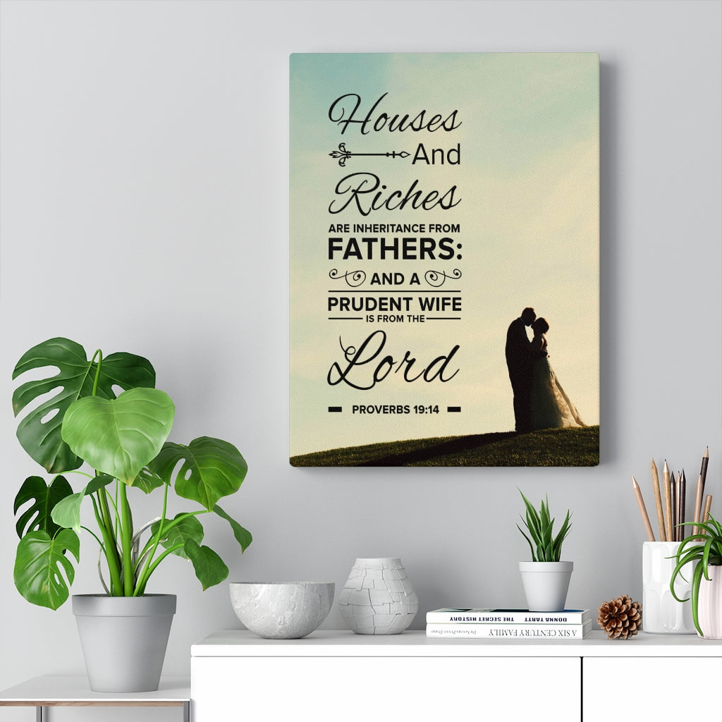 Scripture Walls House and Riches Proverbs 19:14 Christian Wall Art Bible Verse Print Ready to Hang - Express Your Love Gifts