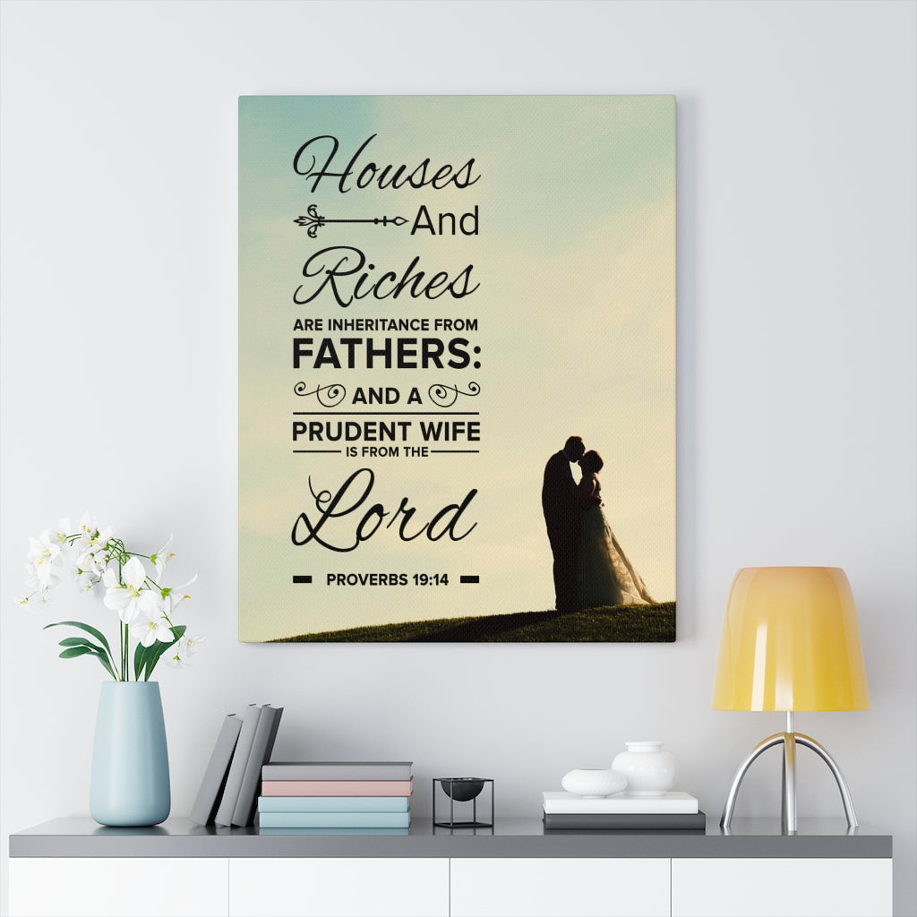 Scripture Walls House and Riches Proverbs 19:14 Christian Wall Art Bible Verse Print Ready to Hang - Express Your Love Gifts