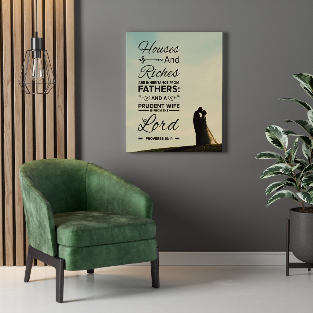 Scripture Walls House and Riches Proverbs 19:14 Christian Wall Art Bible Verse Print Ready to Hang - Express Your Love Gifts