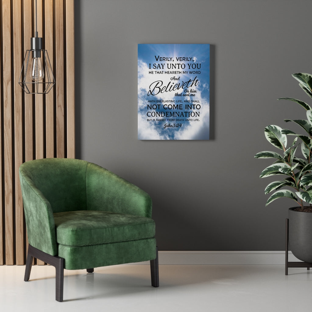 Scripture Walls Everlasting Life John 5:24 Christian Wall Art Bible Verse Print Ready to Hang - Express Your Love Gifts