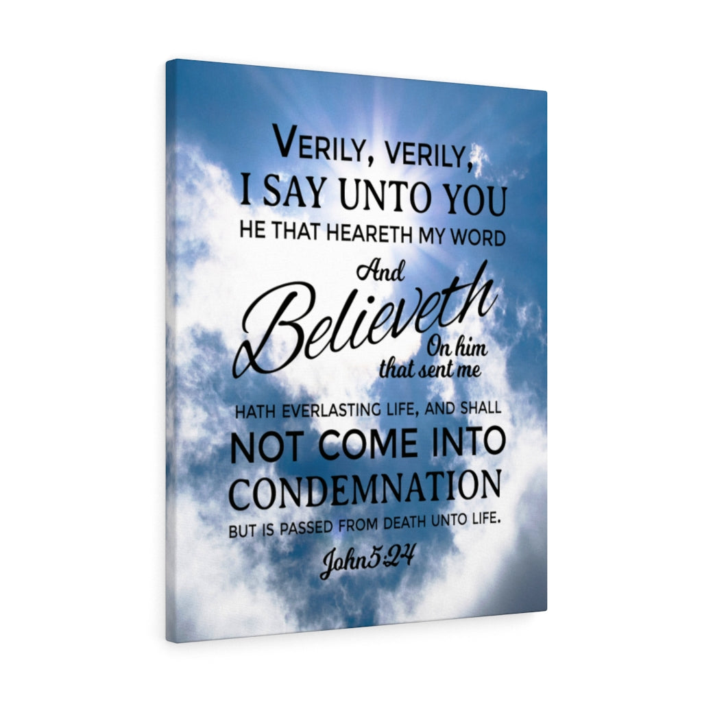 Scripture Walls Everlasting Life John 5:24 Christian Wall Art Bible Verse Print Ready to Hang - Express Your Love Gifts