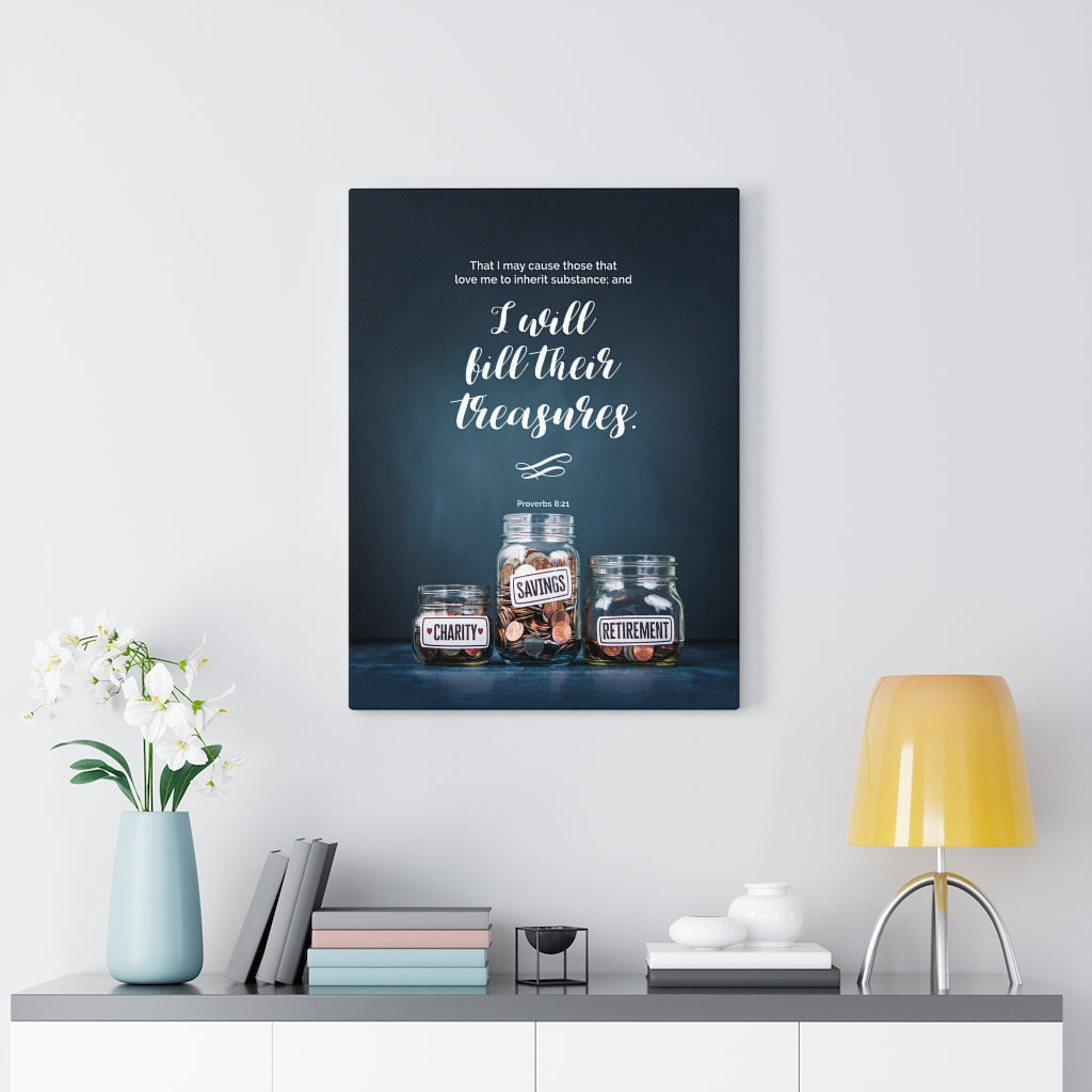 Scripture Walls I Will Bill Their Treasures Proverbs 8:21 Christian Wall Art Bible Verse Print Ready to Hang - Express Your Love Gifts