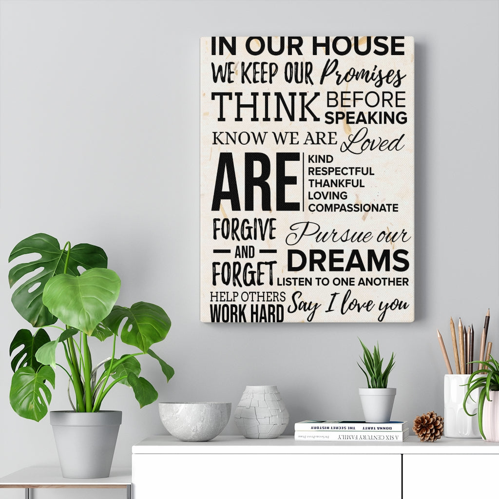 In Our House Motivational Inspirational Wall Decor for Home Office Gym Inspiring Success Quote Print Ready to Hang Wall Art - Express Your Love Gifts