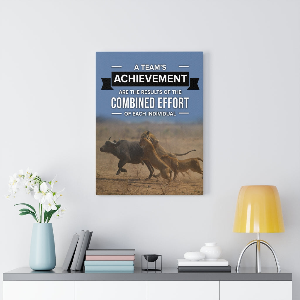Inspirational Canvas Team's Achievement Inspirational Wall Decor for Home Office Gym Inspiring Success Quote Print Ready to Hang - Express Your Love Gifts